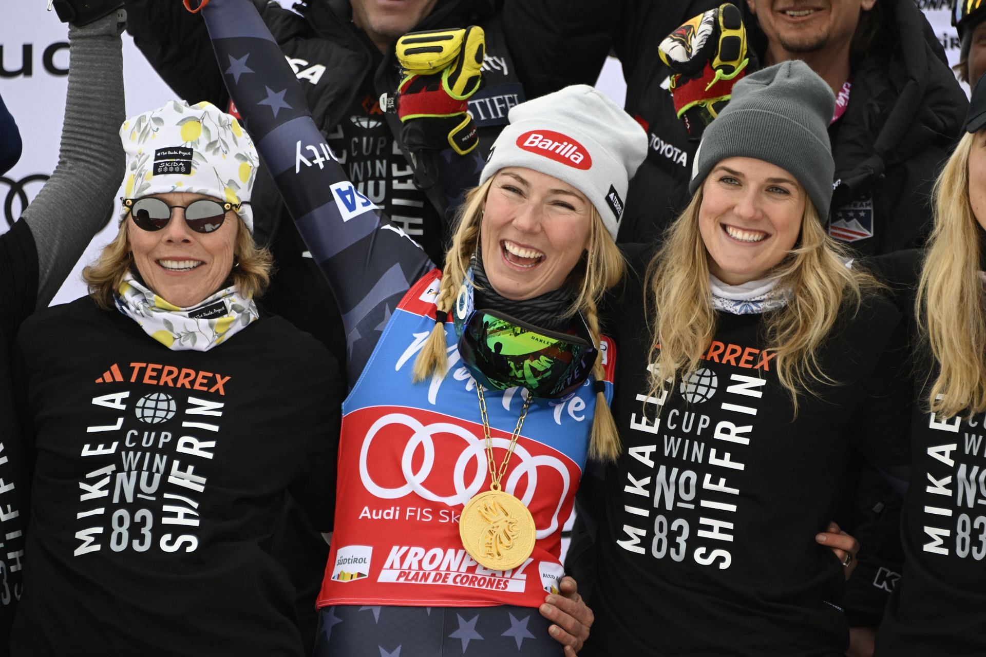 KRONPLATZ, ITALY - JANUARY 24: Mikaela Shiffrin of Team United States takes 1st place. (Photo by Alain Grosclaude/Agence Zoom/Getty Images)